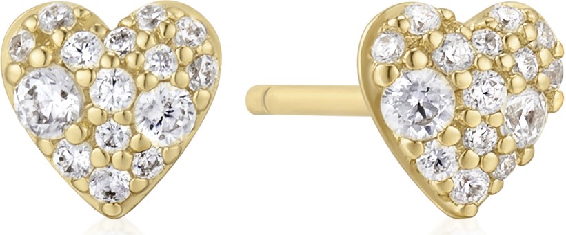 ANIA HAIE GOLD PAVE HEART STUD EARRINGS