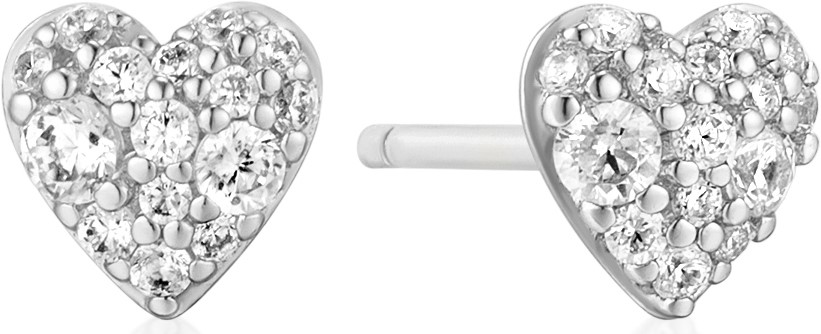 ANIA HAIE SILVER PAVE HEART STUD EARRINGS