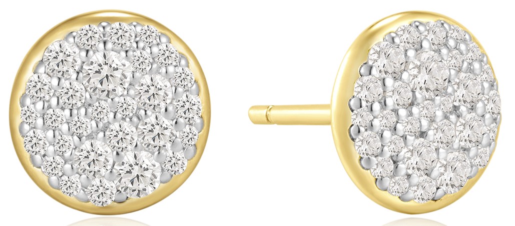 ANIA HAIE GOLD PAVE DISC STUD EARRINGS