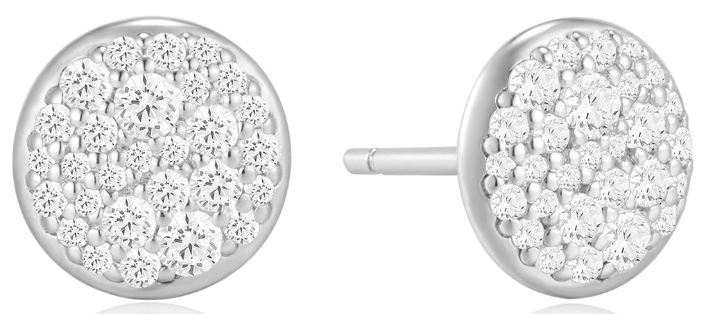 ANIA HAIE SILVER PAVE DISC STUD EARRINGS