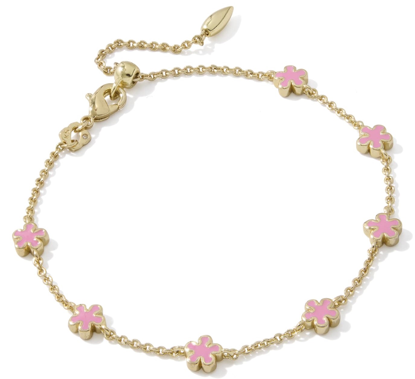 KENDRA SCOTT JANE DARK PINK ENAMEL GOLD TONE DELICATE CHAIN BRACELET