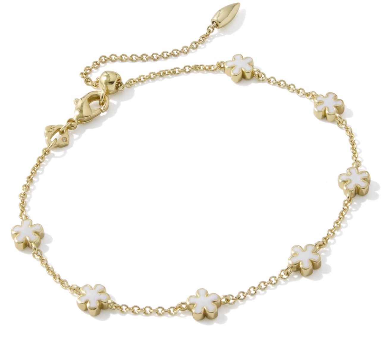 KENDRA SCOTT JANE WHITE ENAMEL GOLD TONE DELICATE CHAIN BRACELET