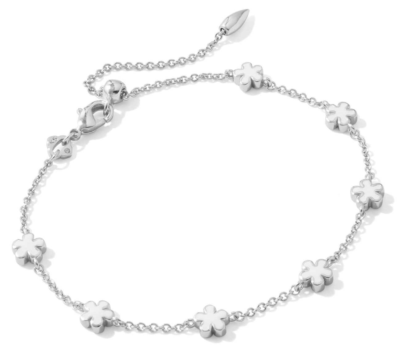 KENDRA SCOTT JAME WHITE ENAMEL RHODIUM DELICATE CHAIN BRACELET