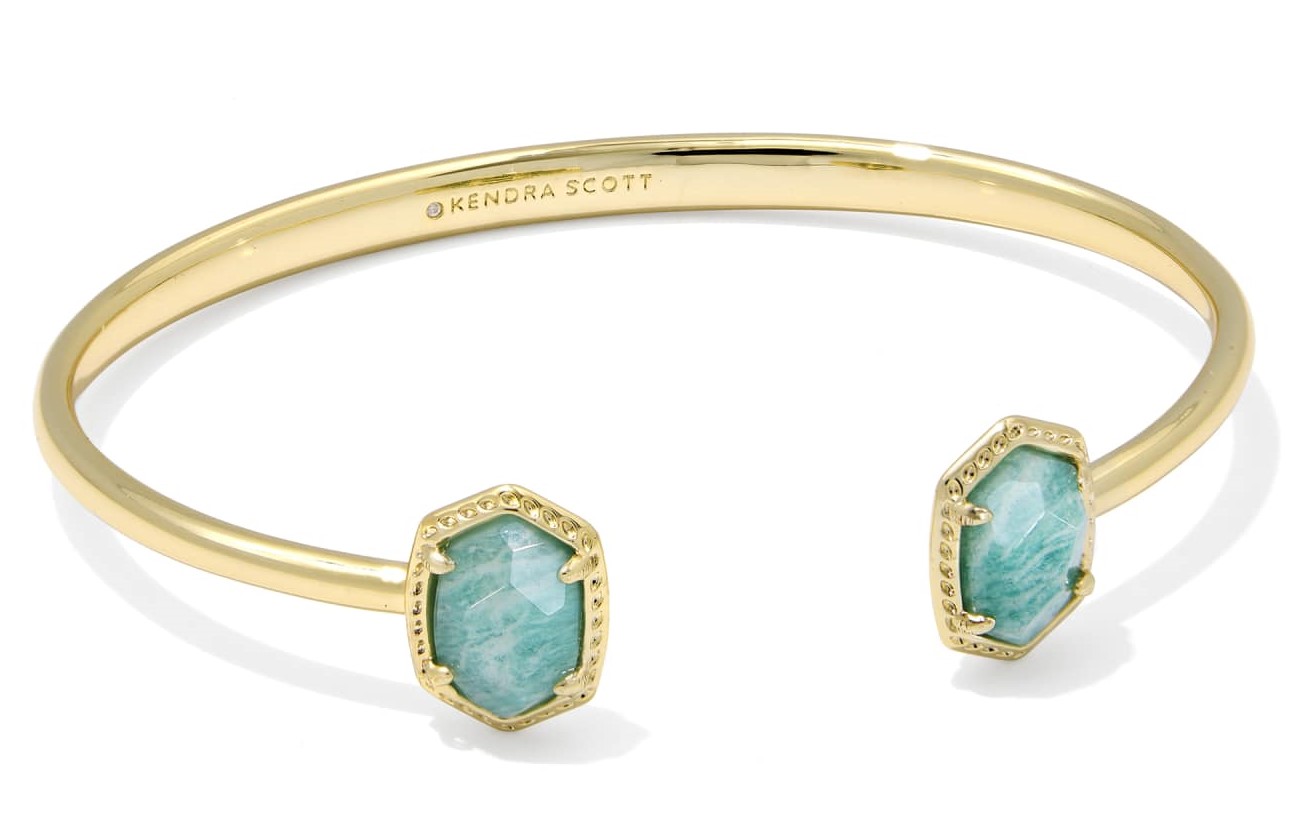 KENDRA SCOTT DAPHNE TEAL AMAZONITE GOLD TONE FRAME CUFF