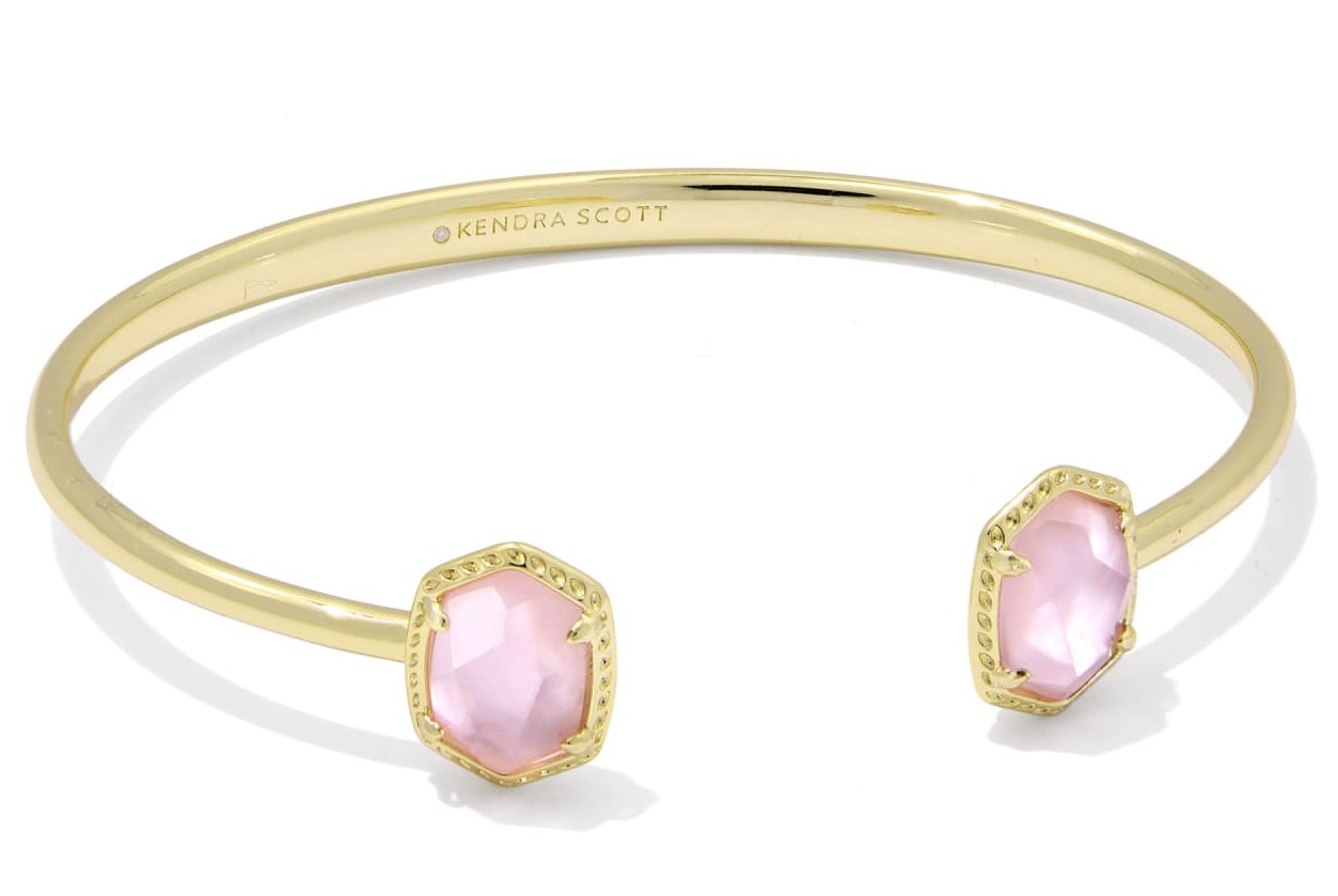 KENDRA SCOTT DAPHNE LIGHT PINK MOTHER OF PEARL GOLD TONE FRAME CUFF