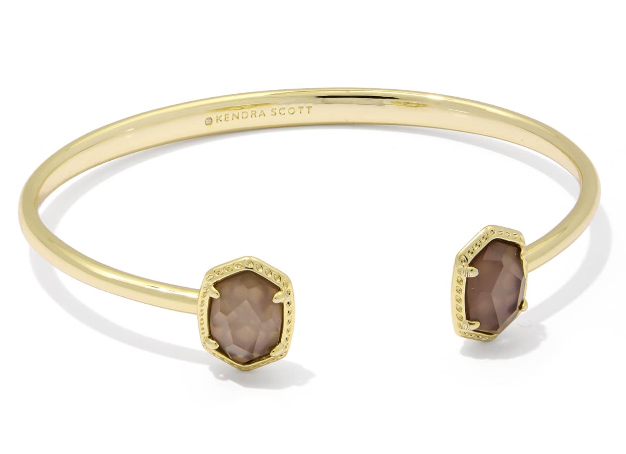 KENDRA SCOTT DAPHNE TAUPE MOTHER OF PEARL GOLD TONE FRAME CUFF