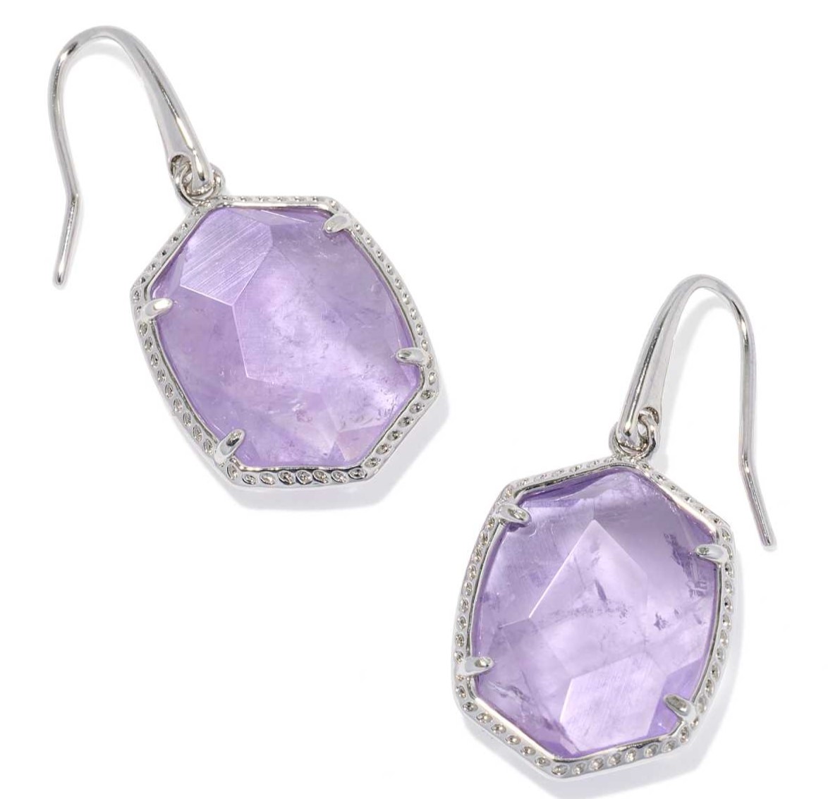 KENDRA SCOTT DAPHNE PURPLE AMETHYST RHODIUM FRAME DROP EARRINGS