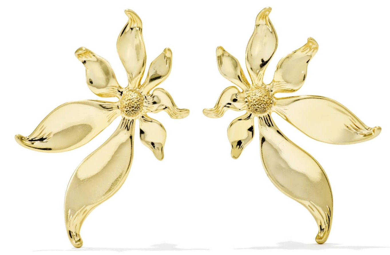 KENDRA SCOTT ANYA GOLD TONE FLOWER STUD EARRINGS