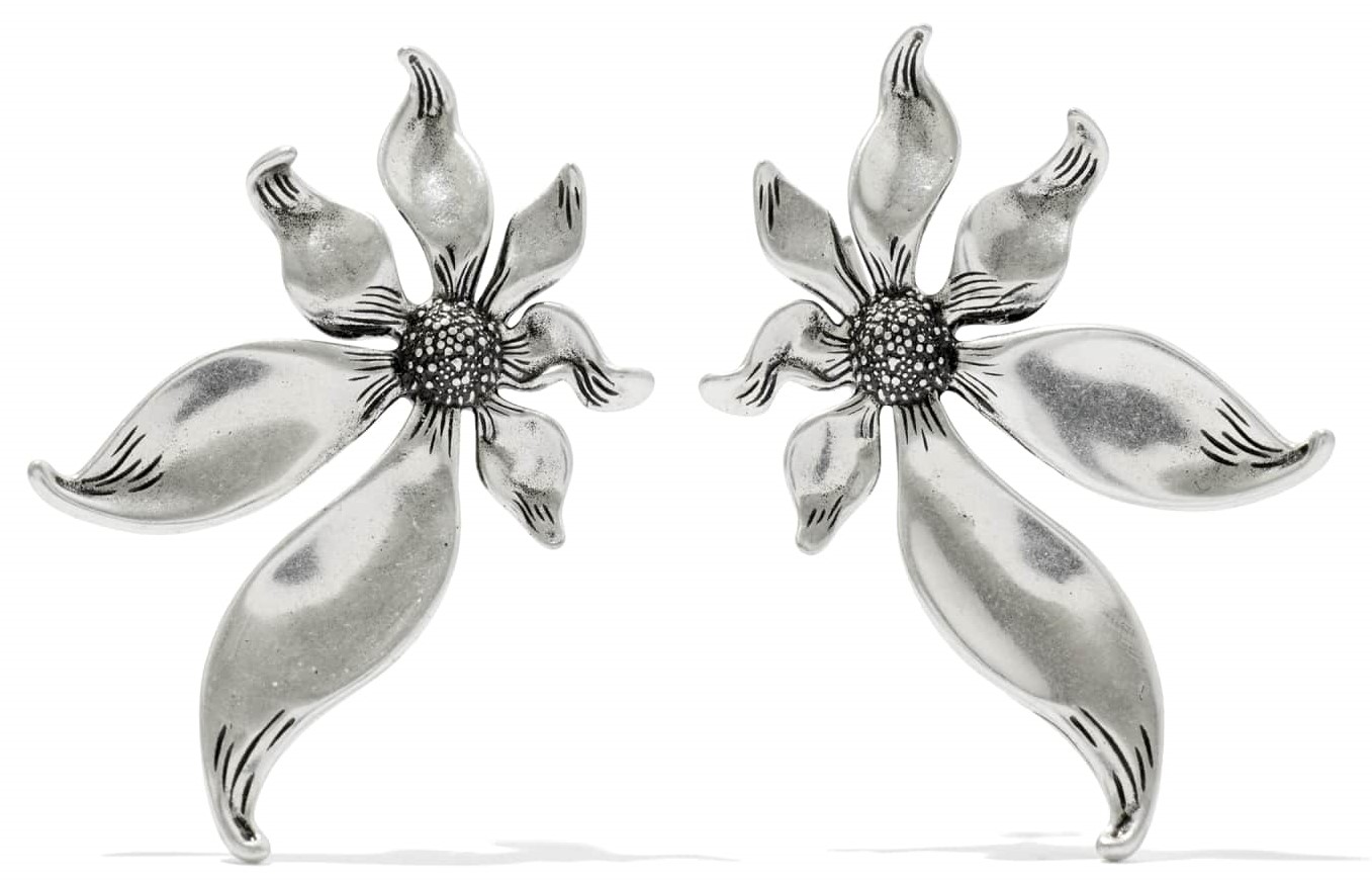 KENDRA SCOTT ANYA VINTAGE SILVER TONE FLOWER STUD EARRINGS