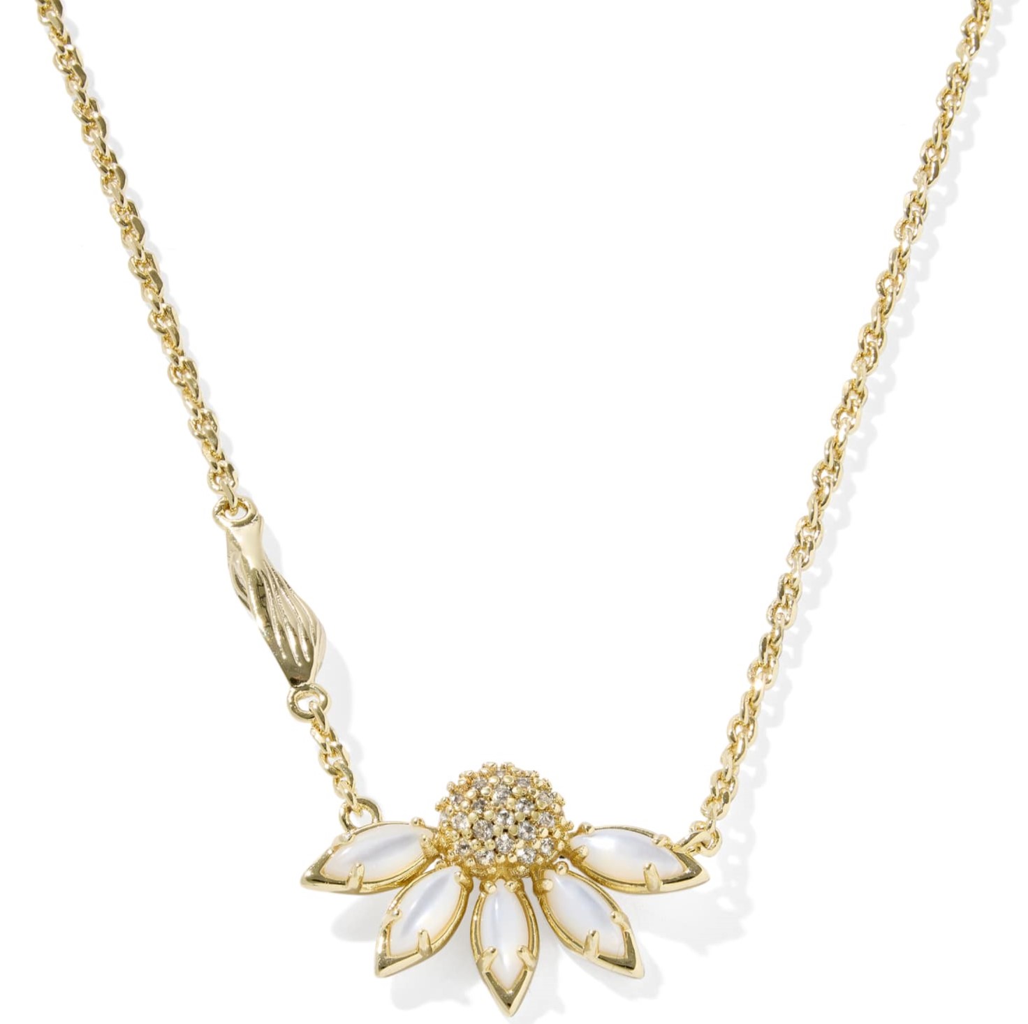 KENDRA SCOTT ANYA IVORY MIX GOLD TONE FLOWER PENDANT NECKLACE