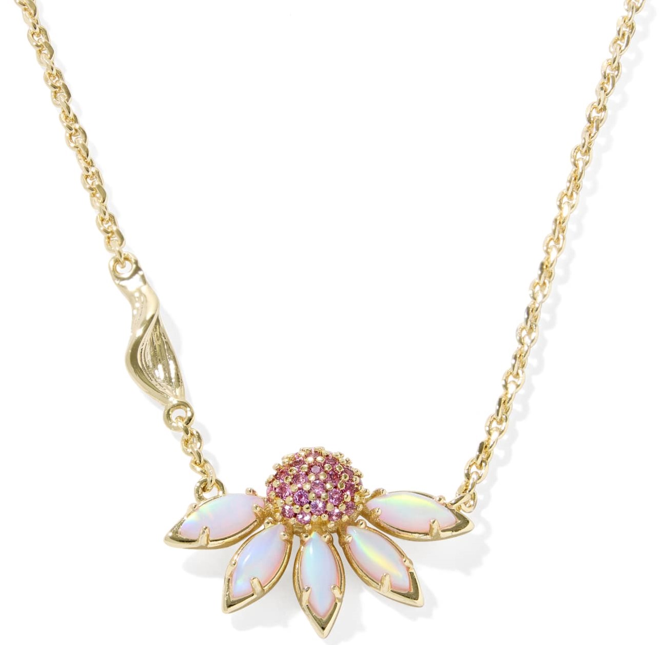 KENDRA SCOTT ANYA LIGHT PINK MIX GOLD TONE FLOWER PENDANT NECKLACE