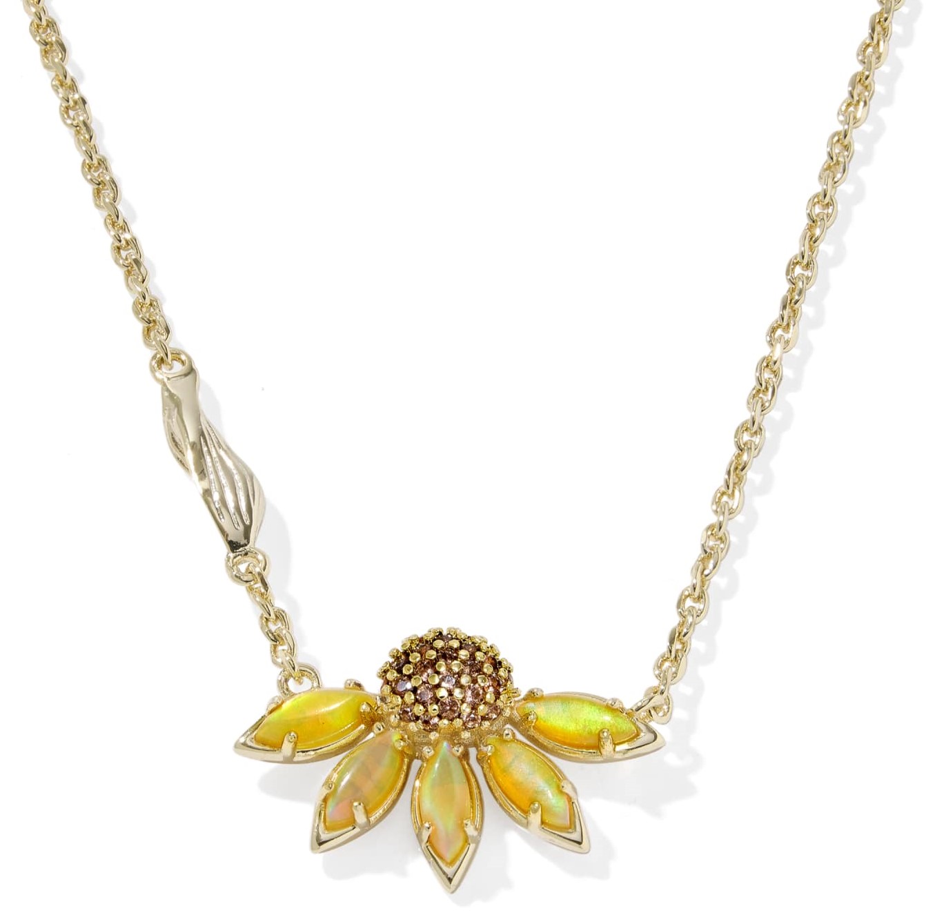 KENDRA SCOTT ANYA YELLOW MIX GOLD TONE FLOWER PENDANT NECKLACE