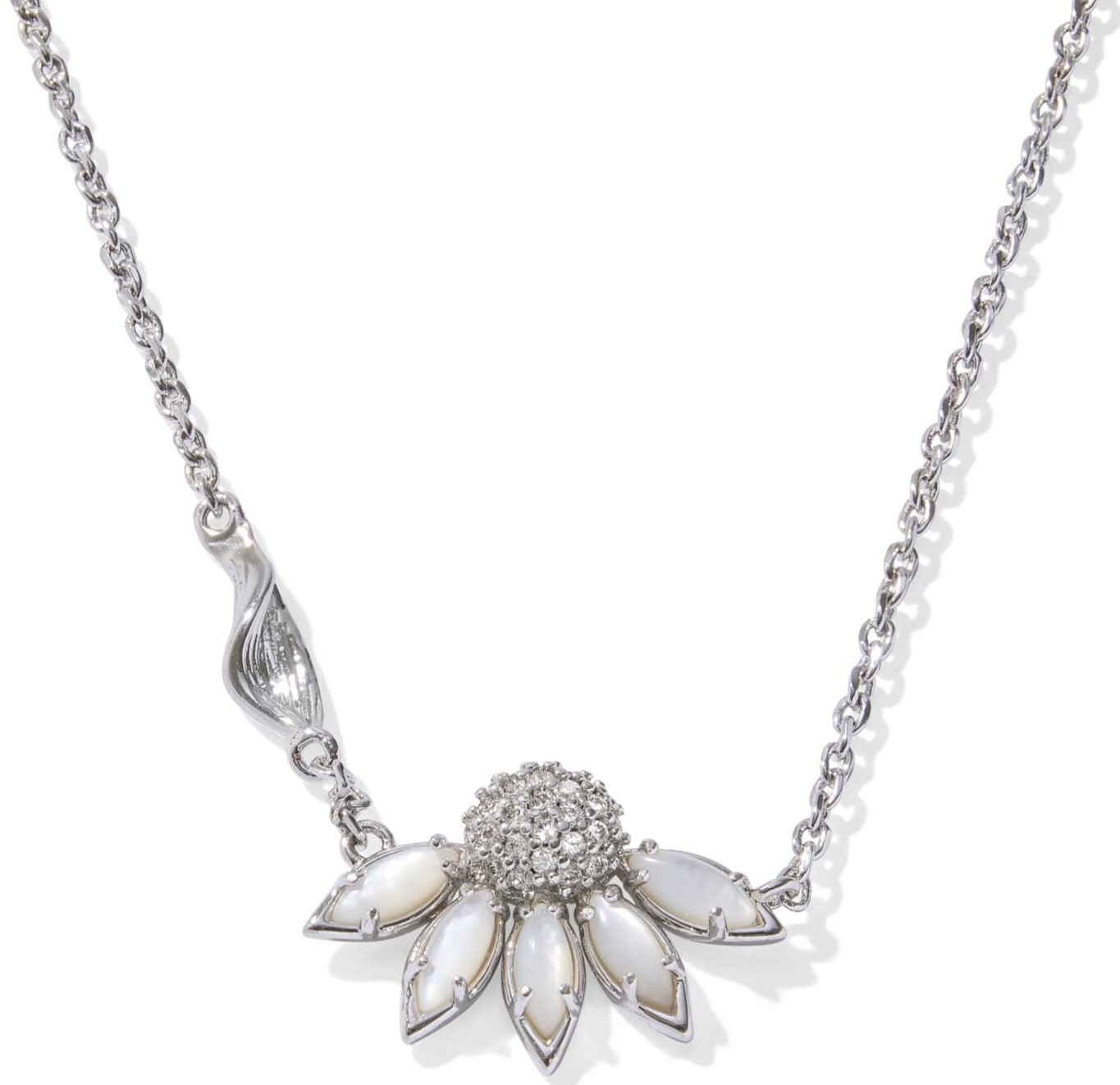 KENDRA SCOTT ANYA IVORY MIX RHODIUM FLOWER PENDANT NECKLACE
