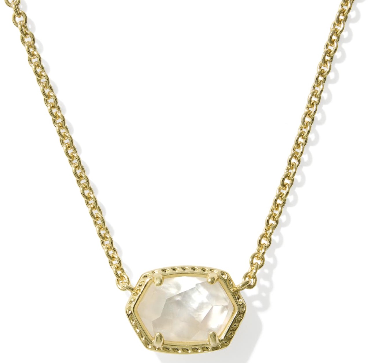 KENDRA SCOTT DAPHNE IVORY MOTHER OF PEARL GOLD TONE FRAME PENDANT NECKLACE