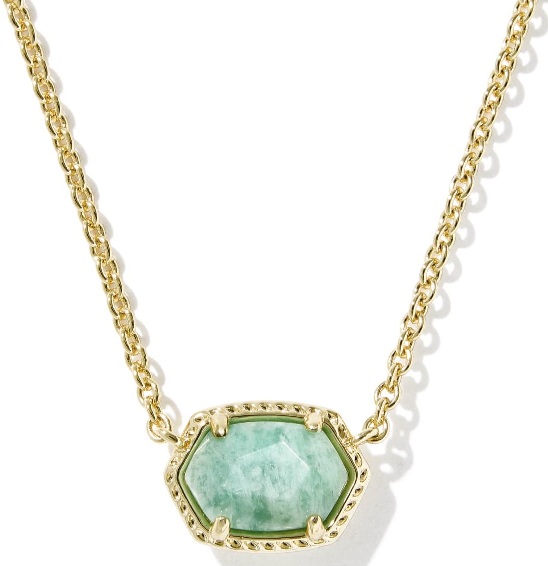 KENDRA SCOTT DAPHNE TEAL AMAZONITE GOLD TONE FRAME PENDANT NECKLACE
