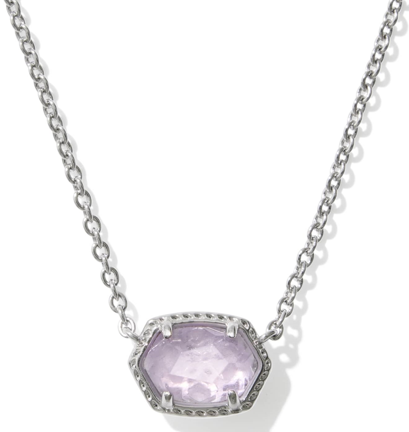 KENDRA SCOTT DAPHNE PURPLE AMETHYST RHODIUM FRAME PENDANT NECKLACE