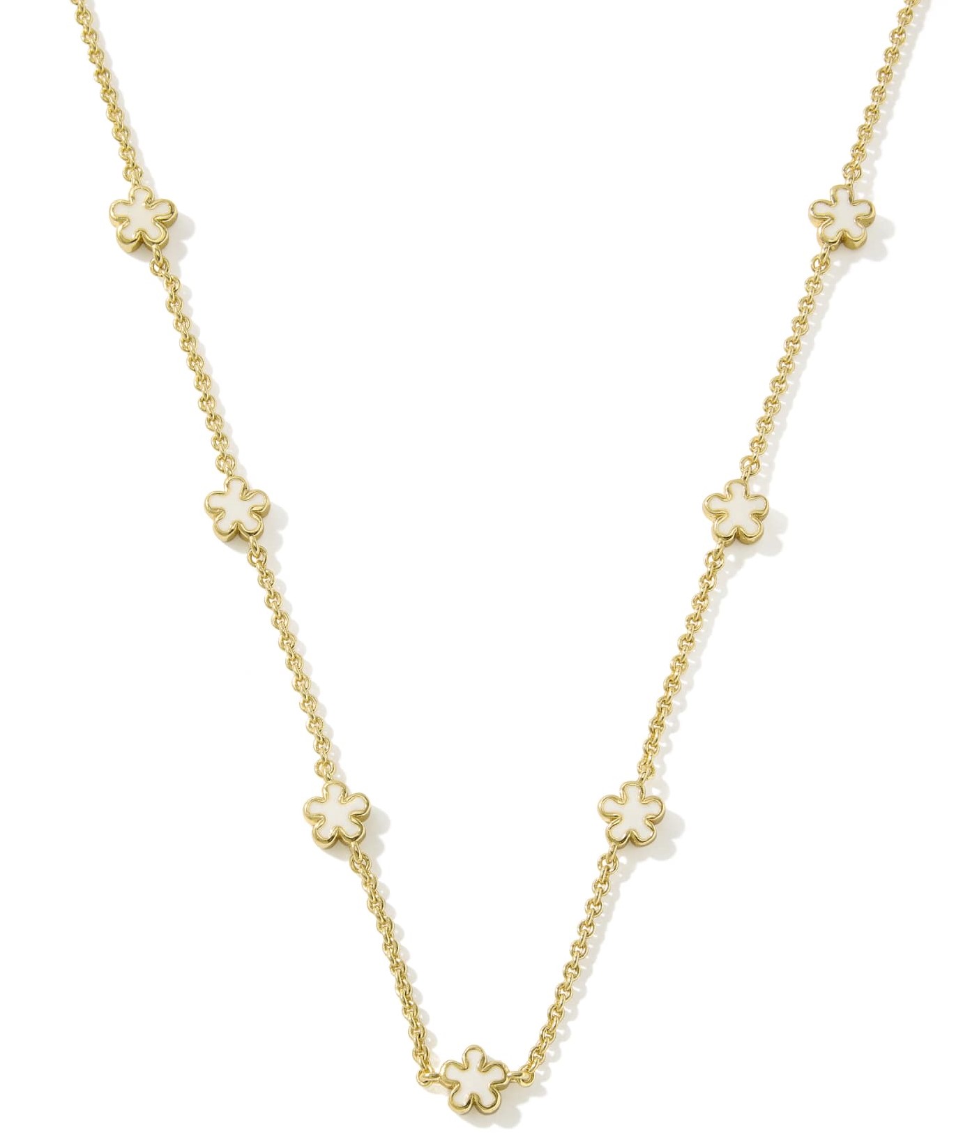 KENDRA SCOTT JANE WHITE ENAMEL GOLD TONE STRAND NECKLACE