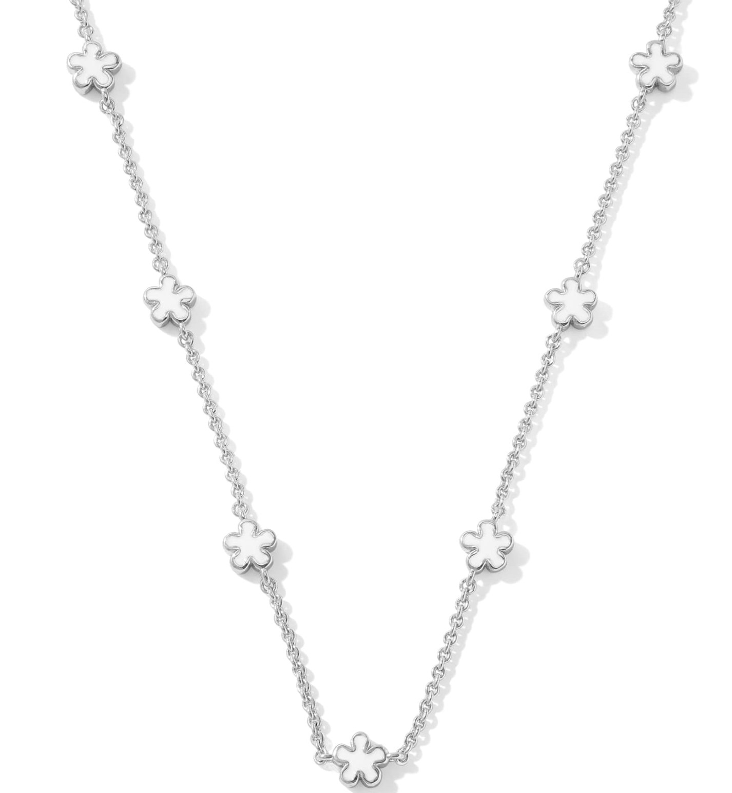 KENDRA SCOTT JANE WHITE ENAMEL RHODIUM STRAND NECKLACE