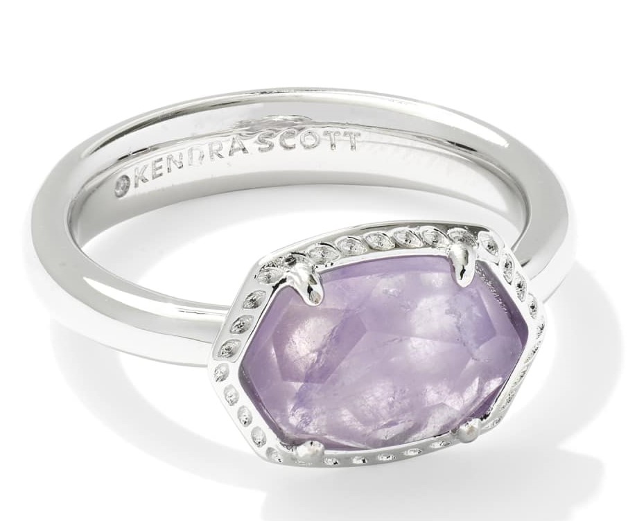 KENDRA SCOTT DAPHNE PURPLE AMETHYST RHODIUM FRAME BAND RING SIZE 8