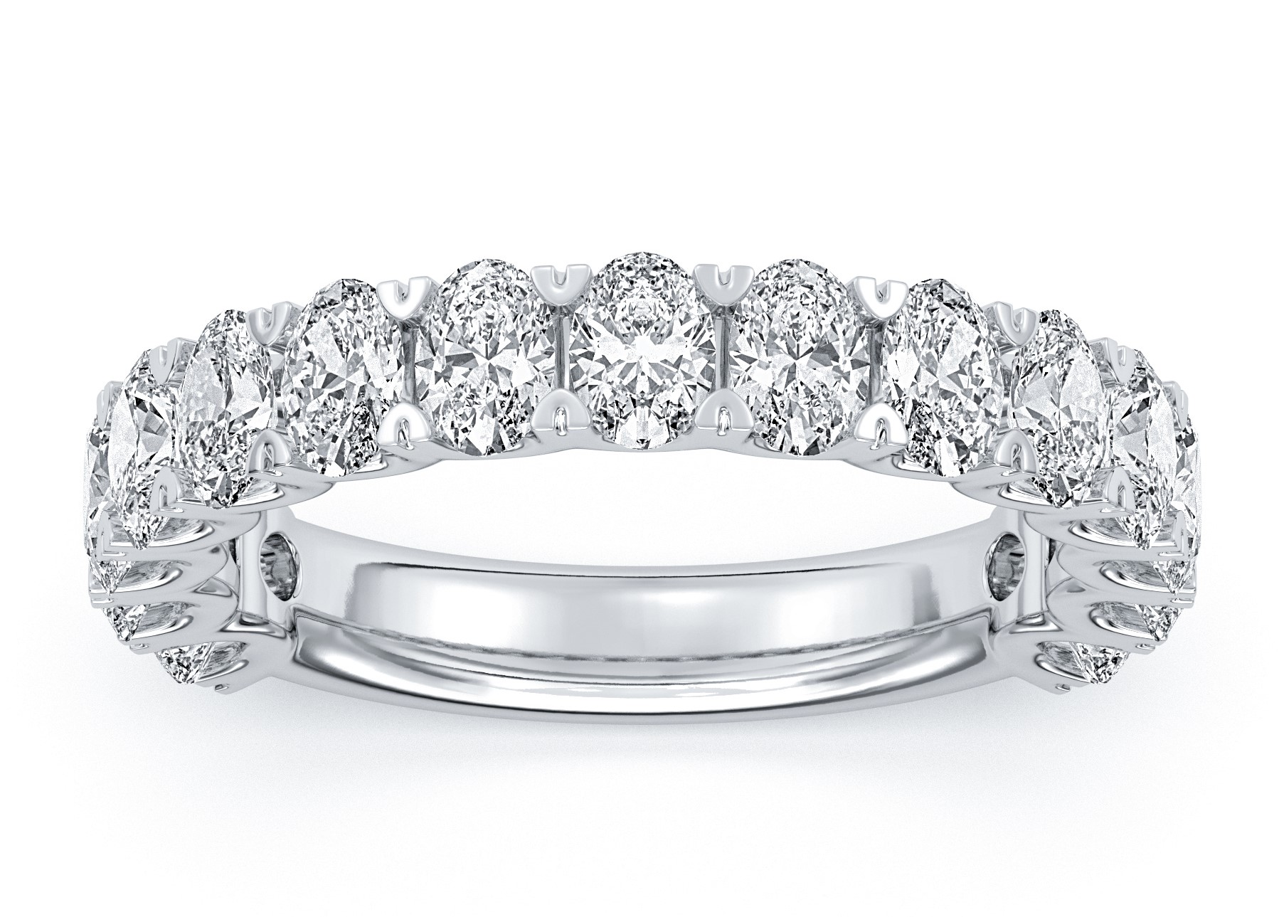 SUPER MAN MADE CREATED 2.42CTW LDS 15 OVAL DIAMOND BAND 14KW