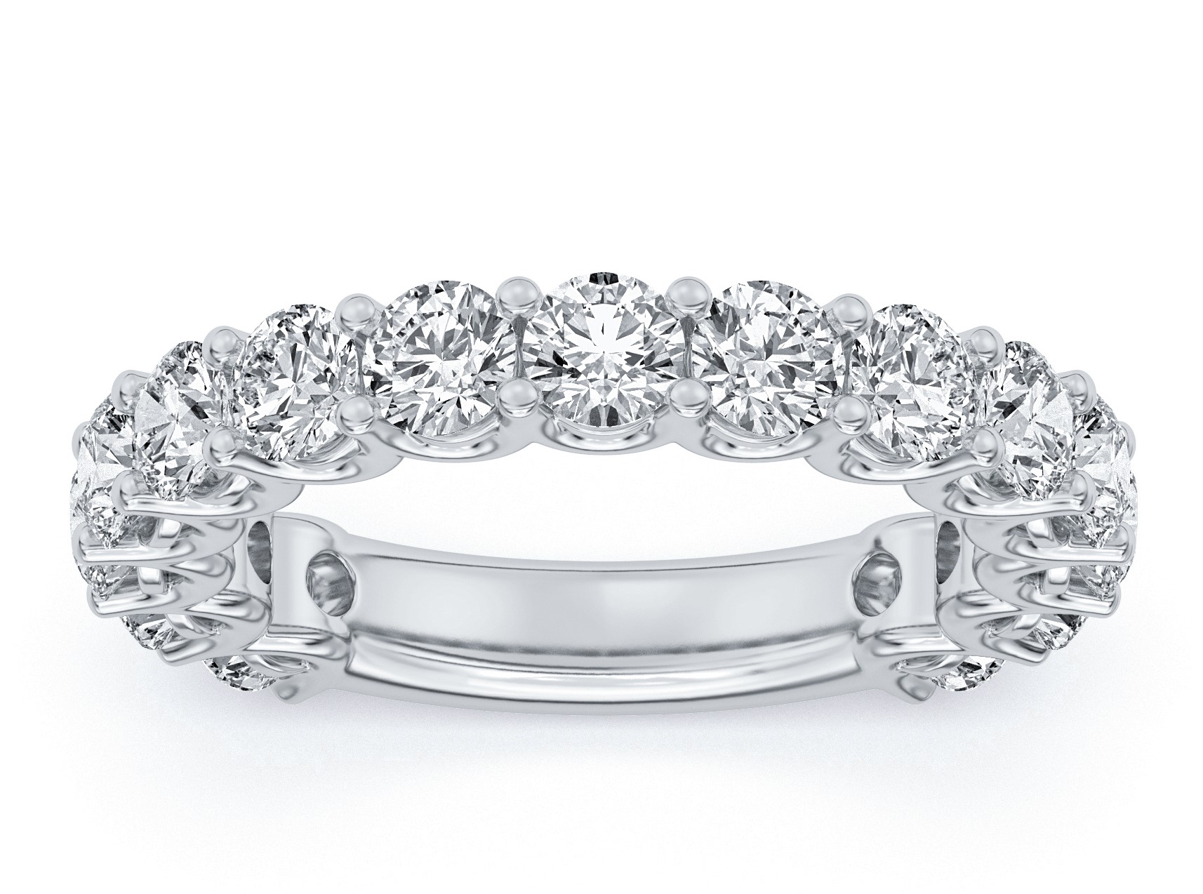 SUPER MAN MADE CREATED 2.85CTW LDS 15 ROUND DIAMOND BAND 14KW