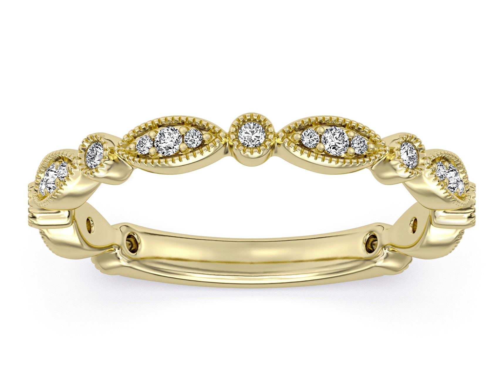 SUPER MAN MADE CREATED .19CTW  LDS 25 ROUND DIAMOND ROUND/MARQUISE ALTERNATING STATIONS BAND 14KY