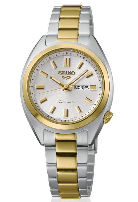 SEIKO AUTOMATIC 32MM ROUND WHITE DIAL WATCH TT LINK BRACELET STAINLESS/GOLD TONE
