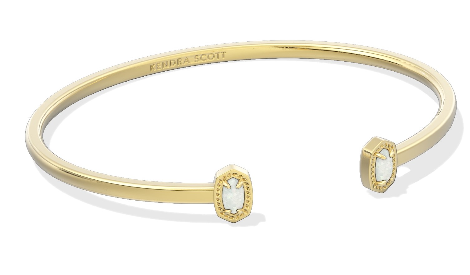 KENDRA SCOTT MINI ELTON BRIGHT WHITE OPAL GOLD TONE CUFF