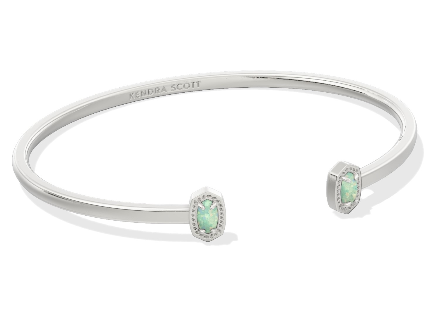 KENDRA SCOTT MINI ELTON GREEN OPAL RHODIUM CUFF