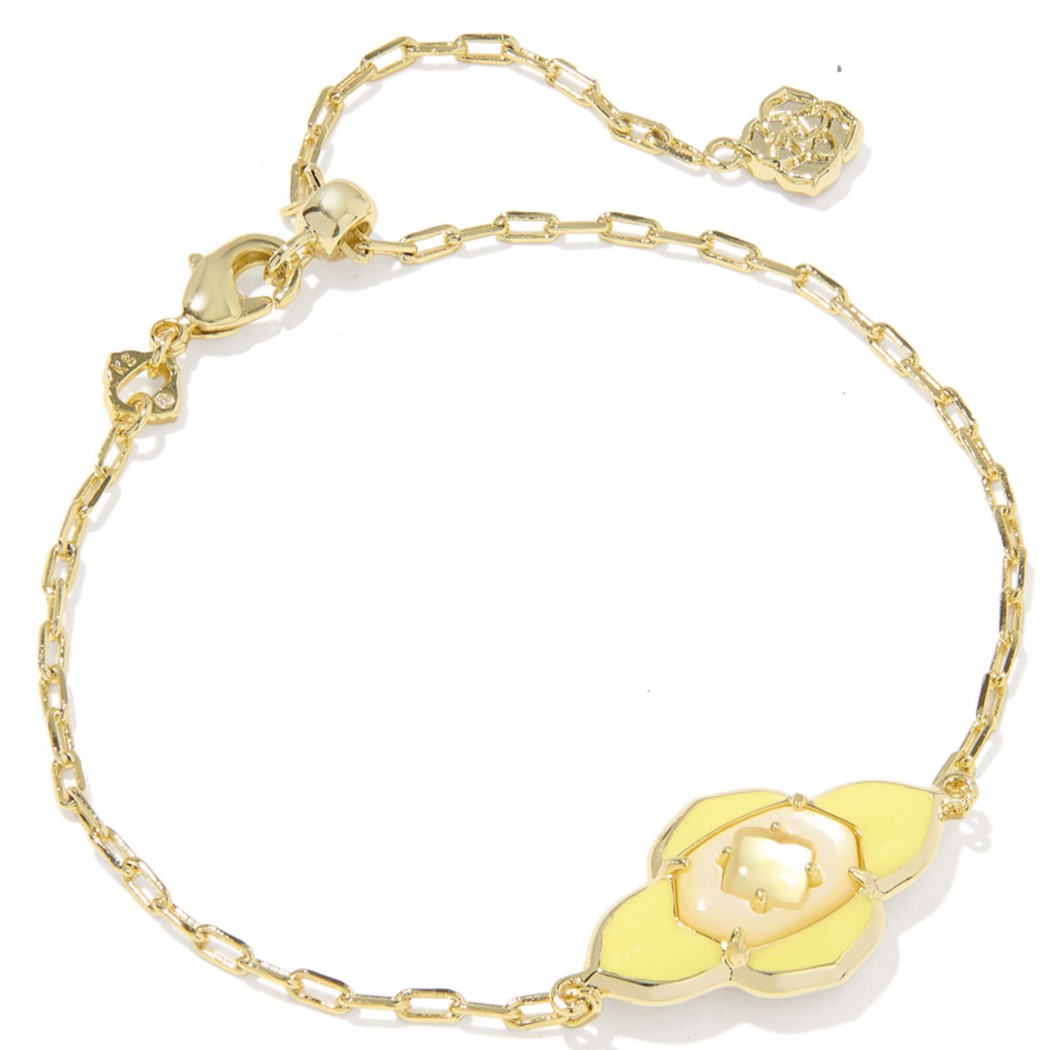 KENDRA SCOTT ABBIE YELLOW MIX GOLD TONE DELICATE CHAIN BRACELET
