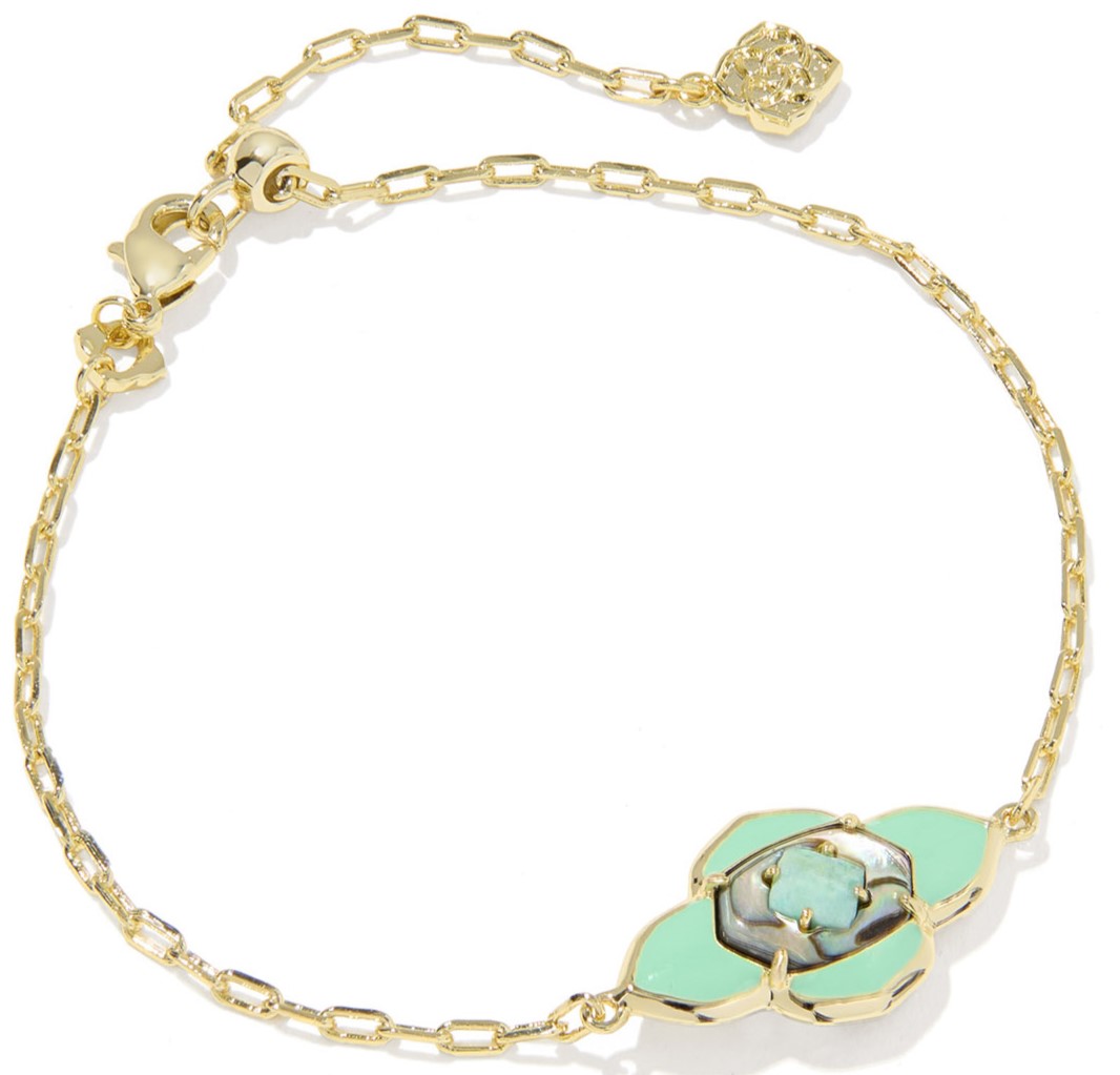 KENDRA SCOTT ABBIE ABALONE SEA GREEN MIX GOLD TONE DELICATE CHAIN BRACELET