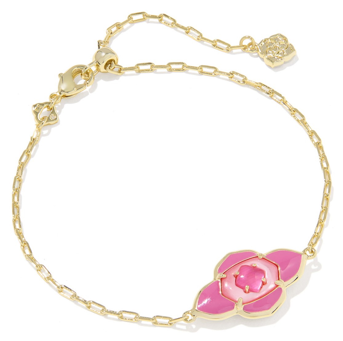 KENDRA SCOTT ABBIE HOT PINK MIX GOLD TONE DELICATE CHAIN BRACELET