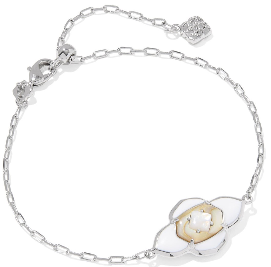 KENDRA SCOTT ABBIE WHITE MIX RHODIUM DELICATE CHAIN BRACELET