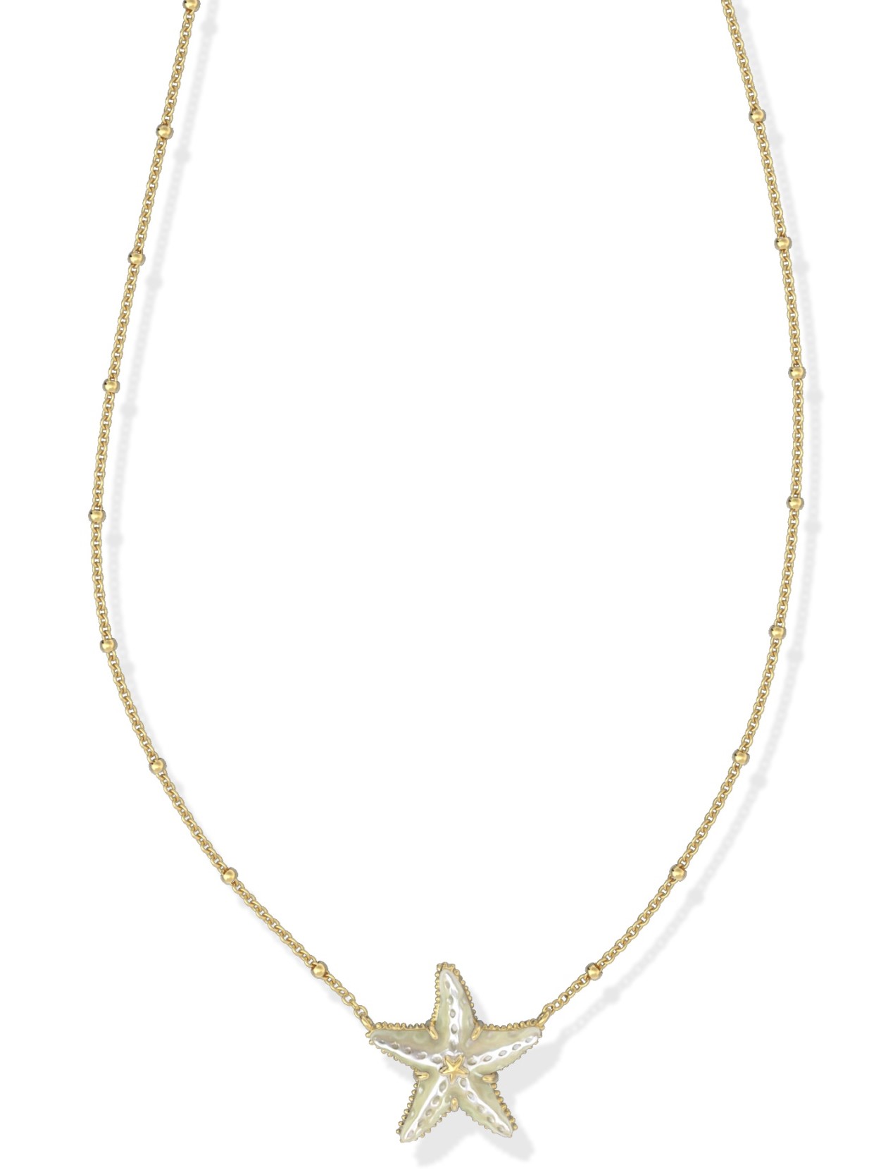 KENDRA SCOTT PARKER STARFISH NATURAL MOTHER OF PEARL GOLD TONE PENDANT NECKLACE