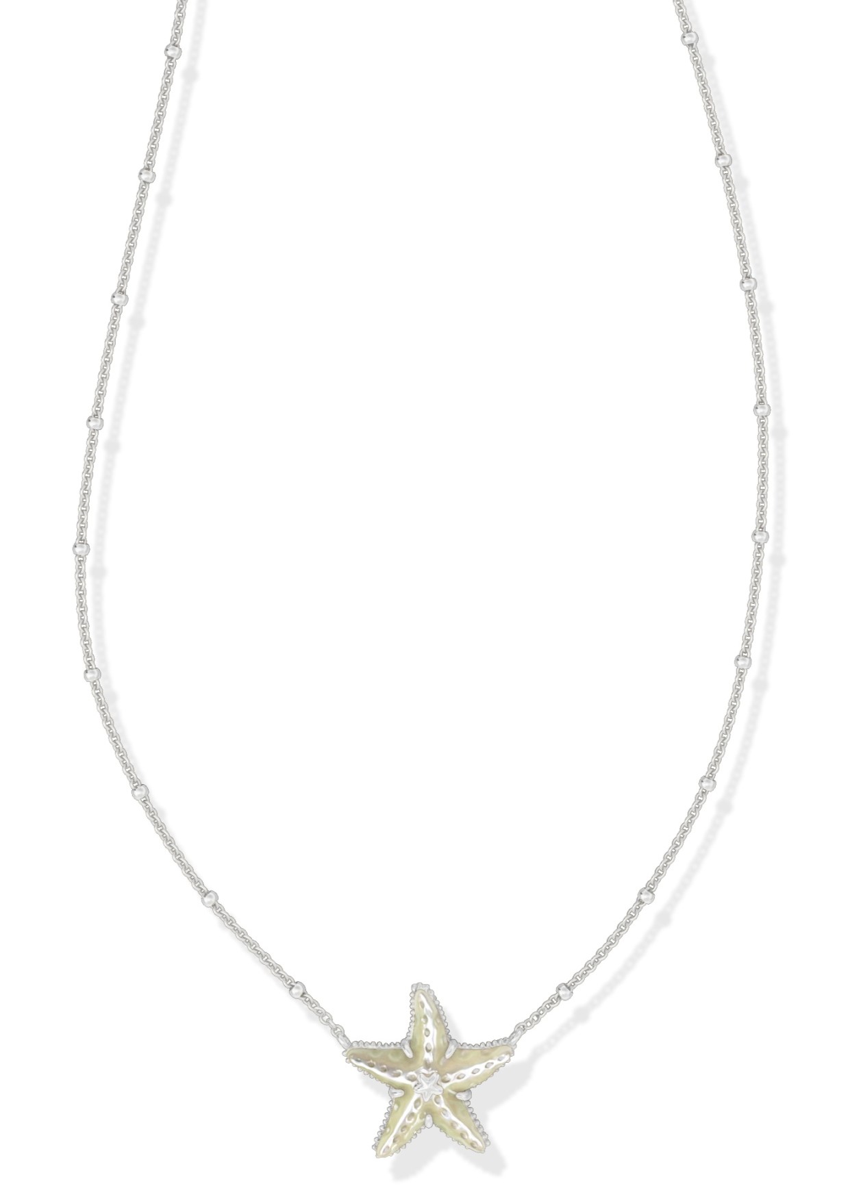 KENDRA SCOTT PARKER STARFISH NATURAL MOTHER OF PEARL RHODIUM PENDANT NECKLACE