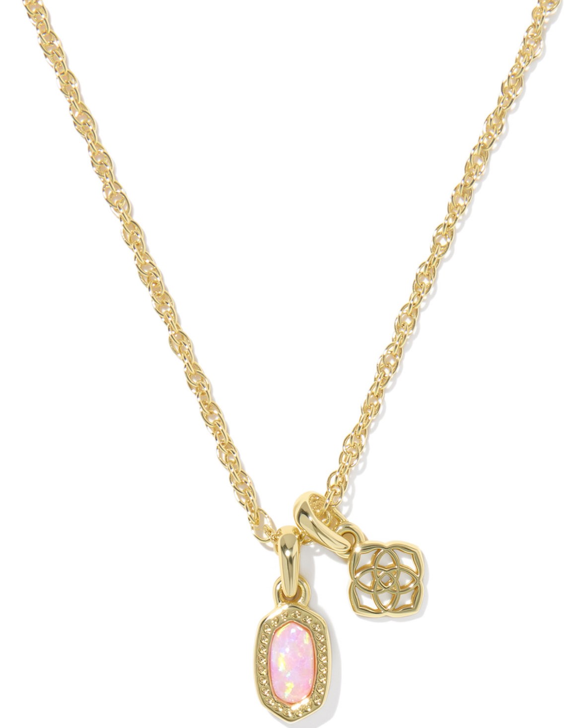 KENDRA SCOTT MINI ELISA LT PINK OPAL GOLD TONE NECKLACE