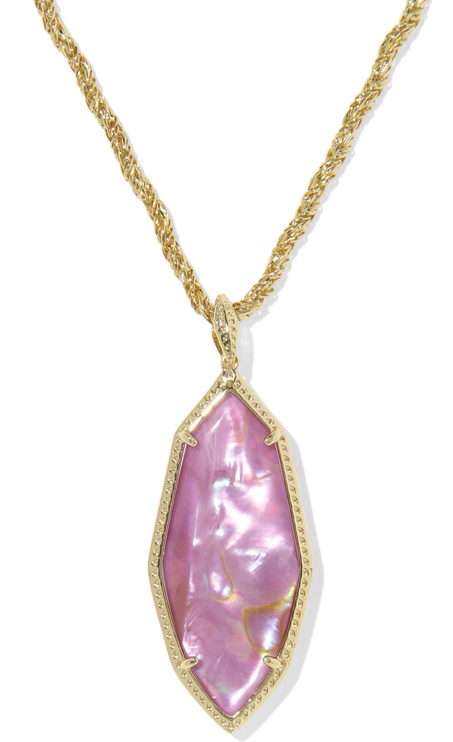 KENDRA SCOTT OPHELIA LT MAUVE ILLUSION GOLD TONE LARGE LONG PENDANT NECKLACE