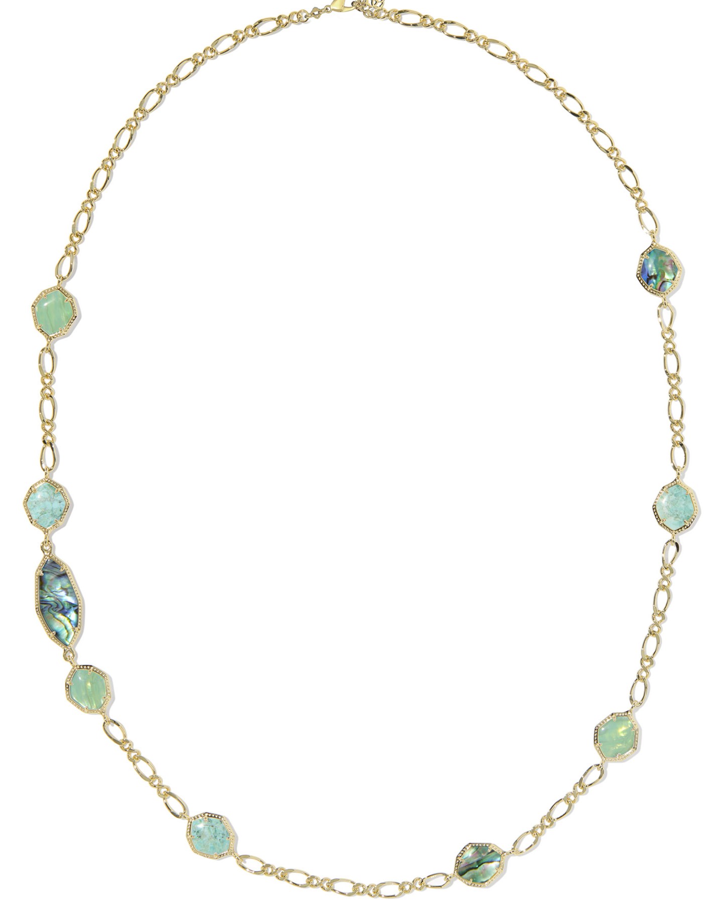 KENDRA SCOTT OPHELIA ABALONE MIX GOLD TONE LONG STRAND NECKLACE
