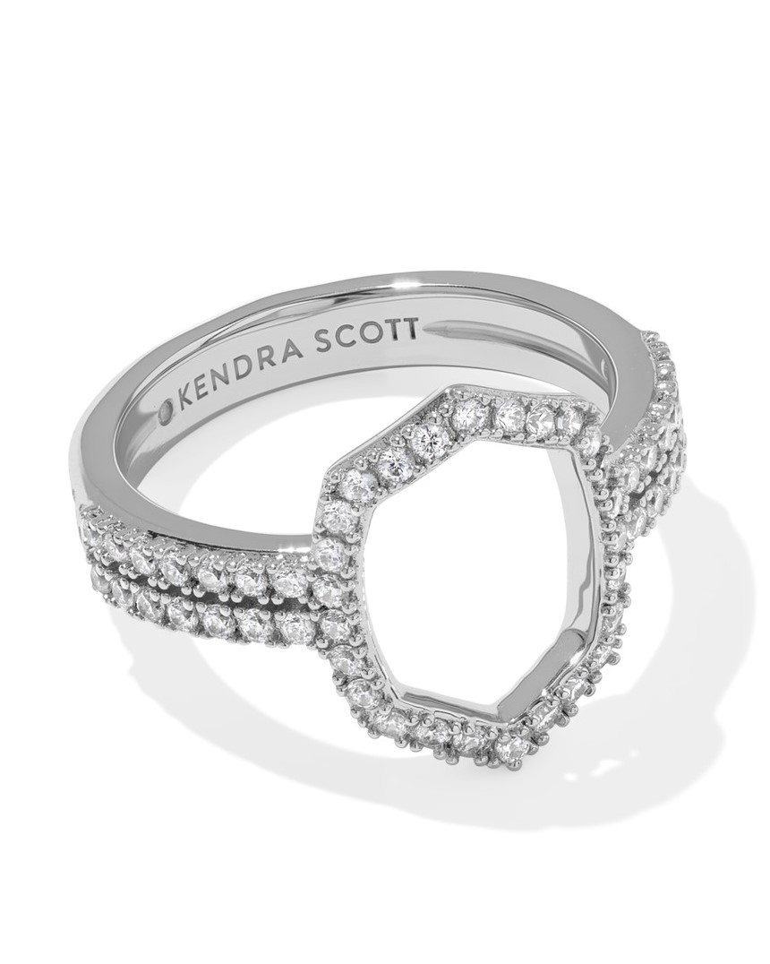 KENDRA SCOTT DAPHNE PAVE RHODIUM COCKTAIL RING SIZE 7