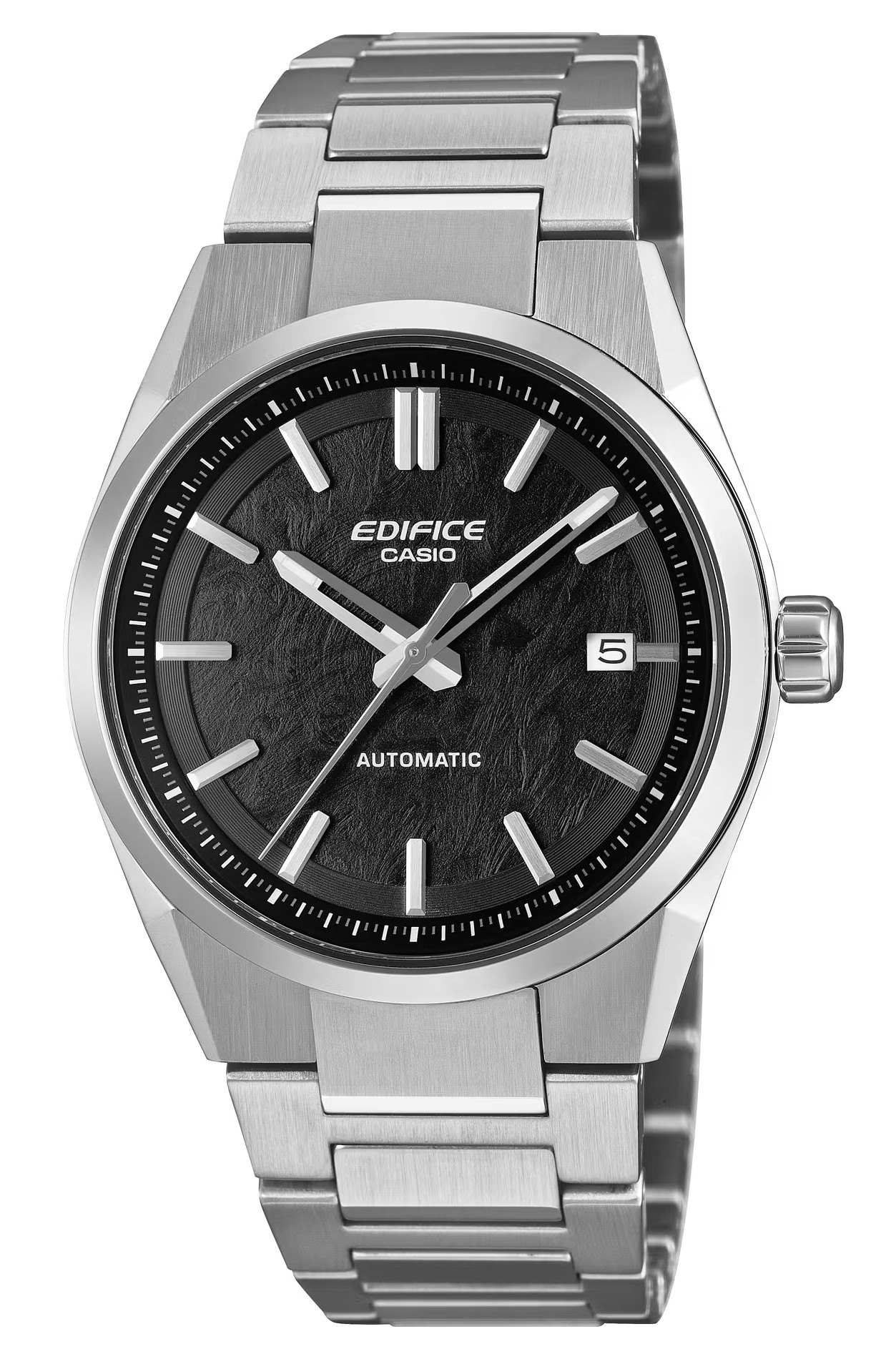 CASIO G-SHOCK EDIFICE 38MM ROUND BLACK DIAL AUTOMATIC WATCH LINK BRACELET STAINLESS