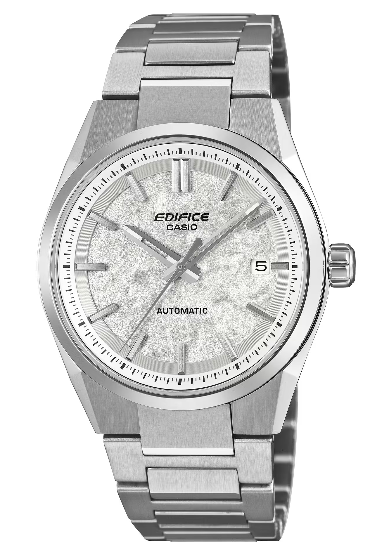 CASIO G-SHOCK EDIFICE 38MM ROUND WHITE DIAL AUTOMATIC WATCH LINK BRACELET STAINLESS