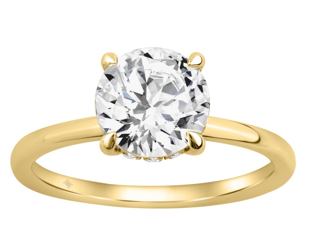 SUPER MAN MADE CREATED 2.00CT ROUND DIAMOND RING CENTER + 12 ROUND PROFILE DIAMONDS .10CTW F-G VS1-VS2 14KY EC-137705Y
