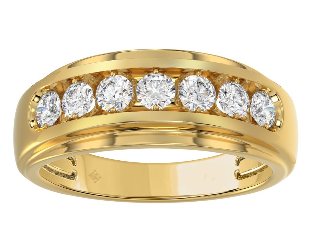 SUPER MAN MADE CREATED GTS 1.00CTW 7 ROUND DIAMOND BAND F-G VS1-VS2 14KY