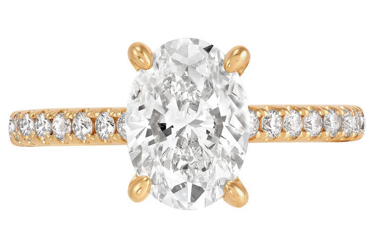 SUPER MAN MADE CREATED 1.89CTW DIAMOND ENGAGEMENT RING CONTAINING: 1.54CT OVAL DIAMOND CENTER E VS1 IGI LG643427594 + 32 ROUND MELEE DIAMONDS .35CTW 14KY