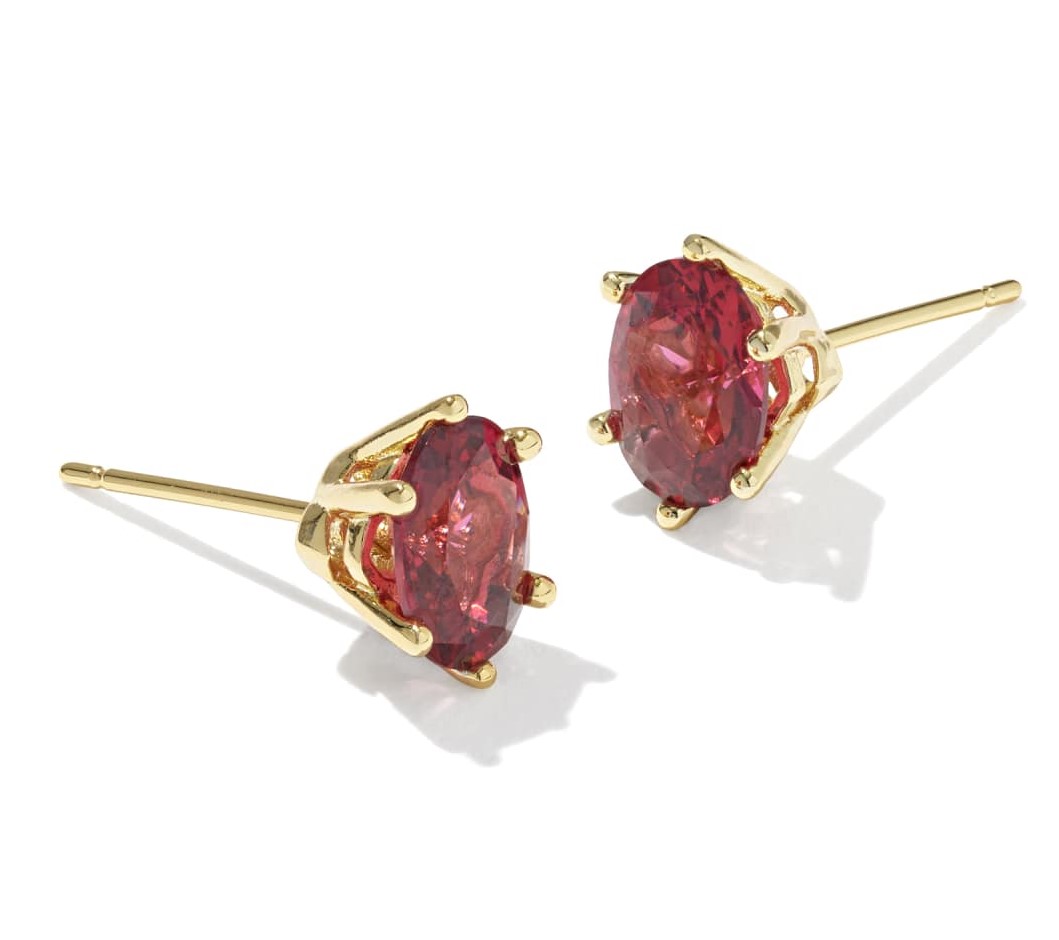 KENDRA SCOTT CAILIN RED CRYSTAL STUD GOLD TONE EARRINGS