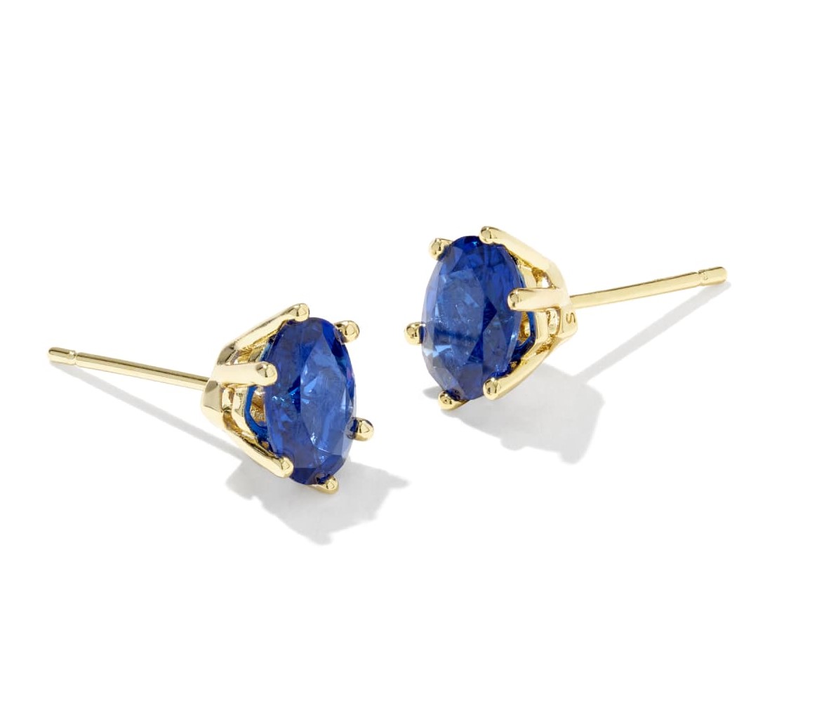 KENDRA SCOTT CAILIN BLUE VIOLET CRYSTAL GOLD TONE STUD EARRINGS