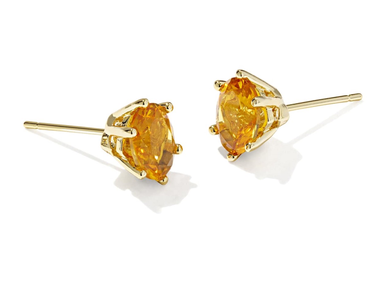 KENDRA SCOTT CAILIN GOLDEN YELLOW CRYSTAL GOLD TONE STUD EARRINGS