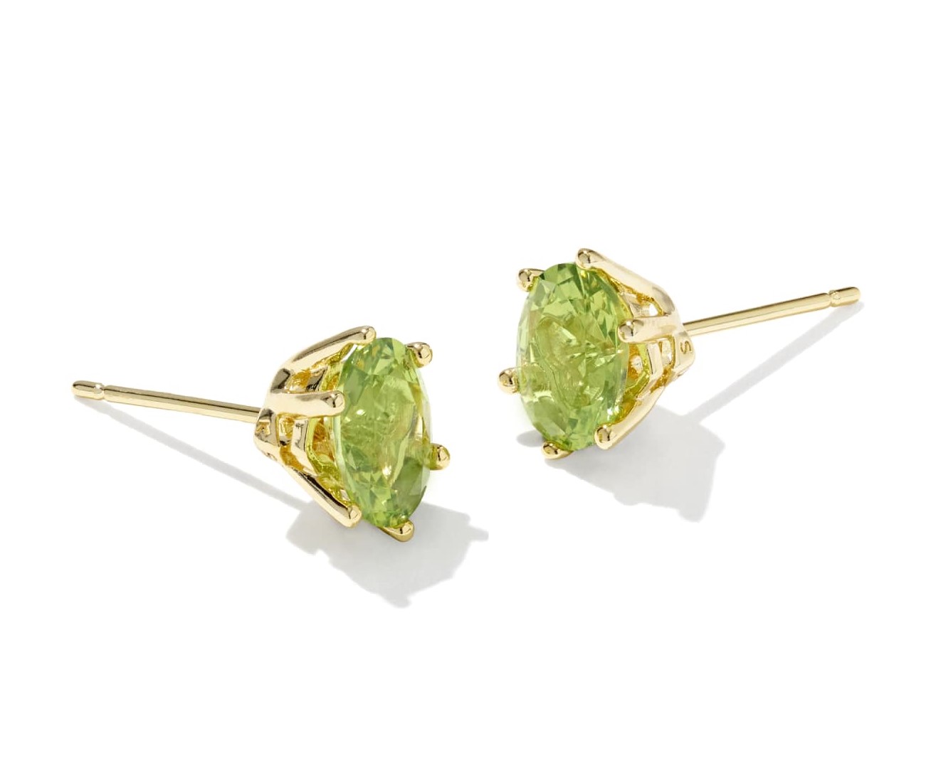 KENDRA SCOTT CAILIN GREEN PERIDOT CRYSTAL GOLD TONE STUD EARRINGS