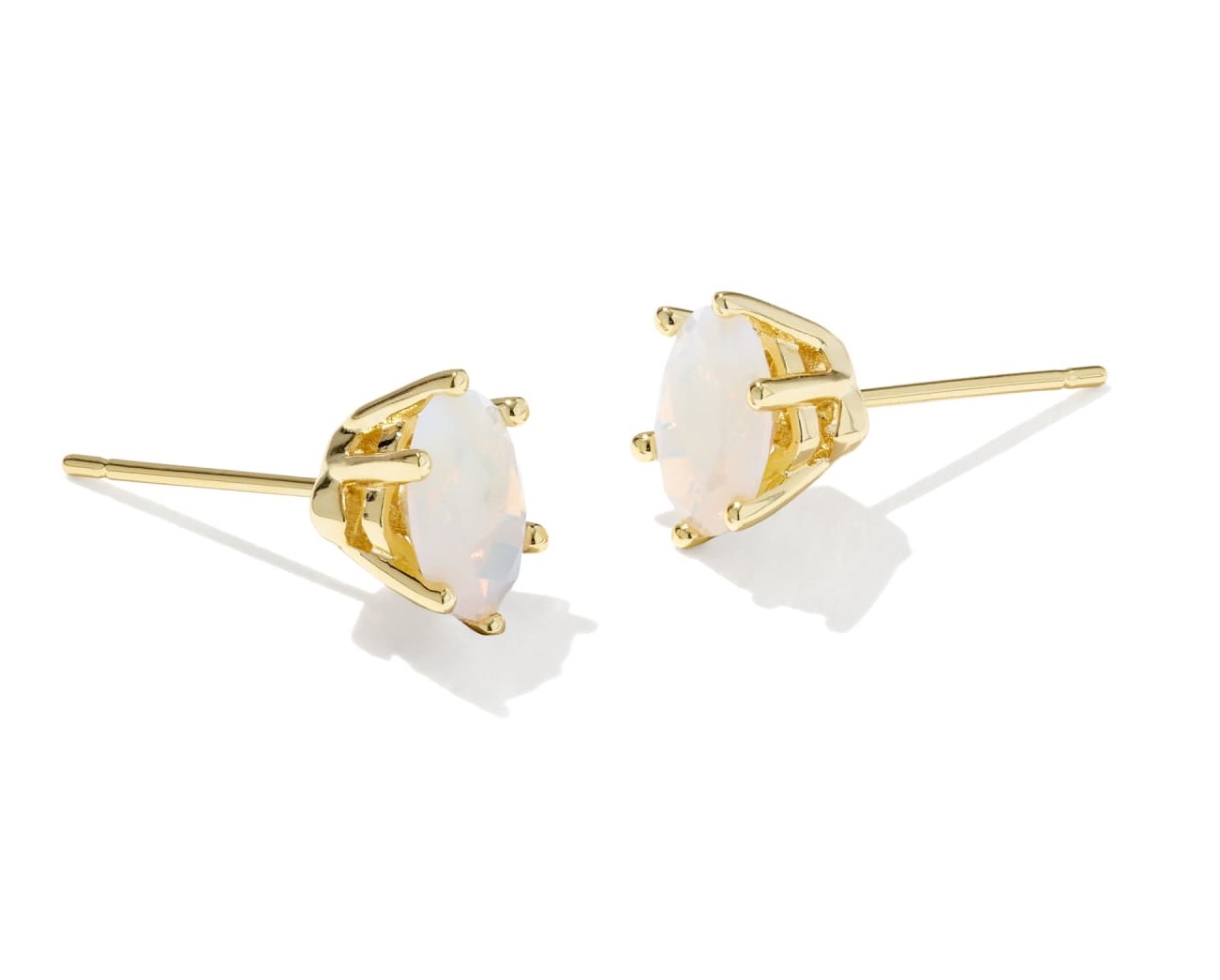 KENDRA SCOTT CAILIN WHITE IRIDESCENT CRYSTAL GOLD TONE STUD EARRINGS