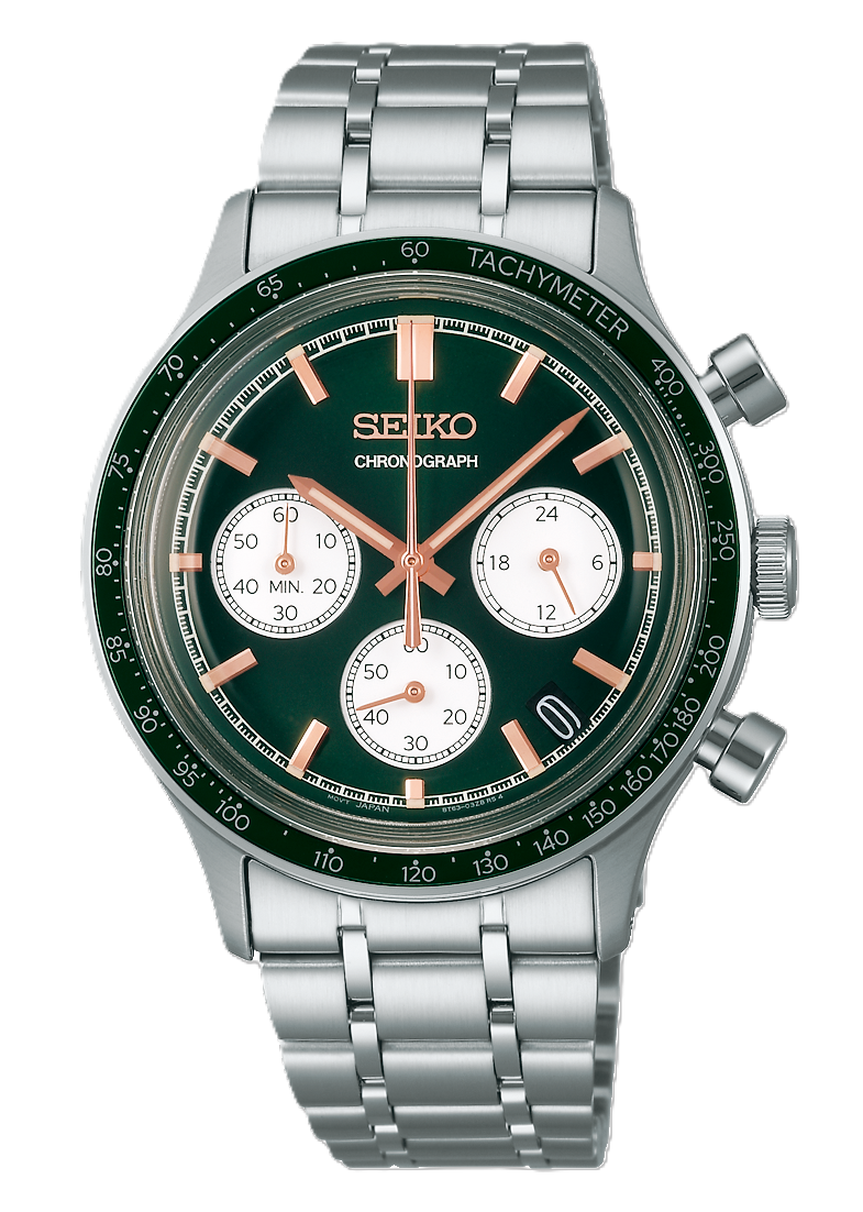 SEIKO 38.7MM GTS RD GREEN DIAL SS